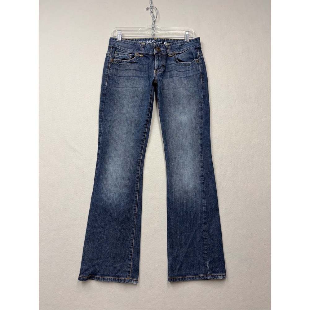Guess Jeans Women 29 Blue Daredevil Bootcut Low Rise Embroidered Y2K Vintage